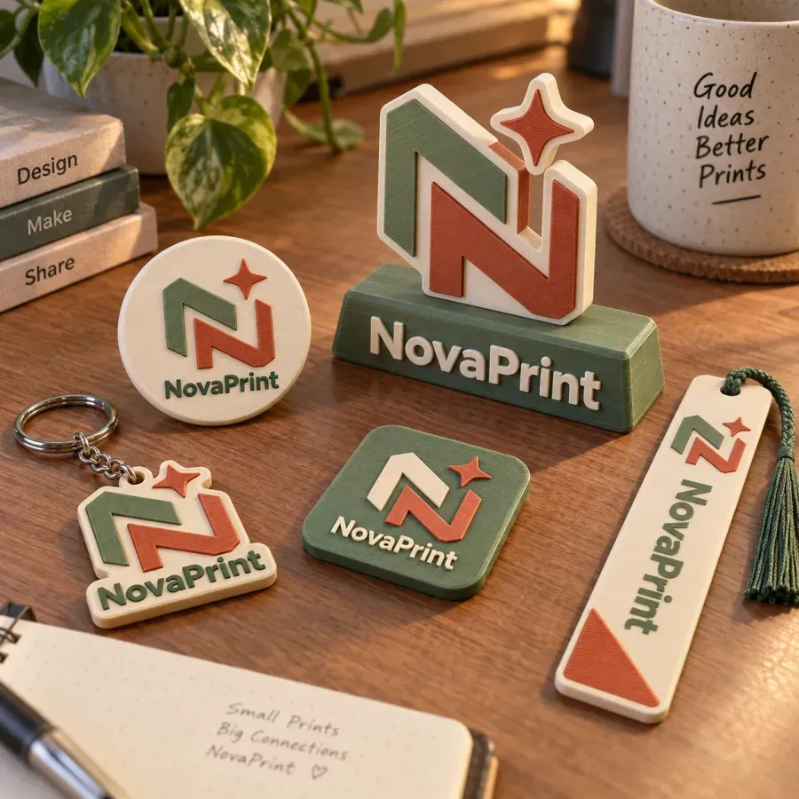 Porte-clés, badge, magnet, marque-page et logo à poser aux couleurs d'une marque
